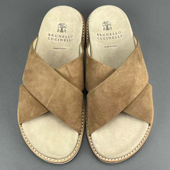 Brunello Cucinelli Slide Sandals In Suede - Picture 7 of 12